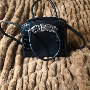 Brighton Black Shoulder Bag with Silver Detailing